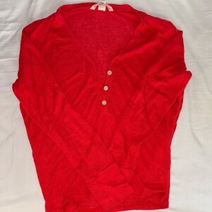 Victoria's Secret Red Long Sleeve Henley Pajama Top